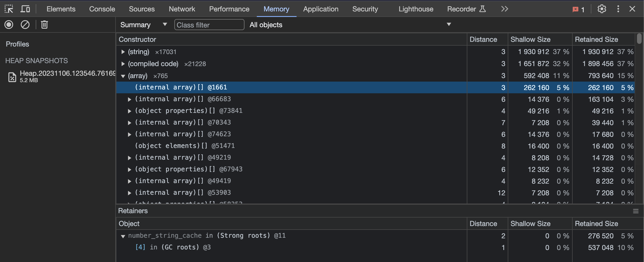Heap snapshot